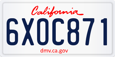 CA license plate 6XOC871