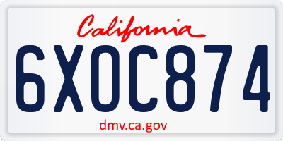 CA license plate 6XOC874