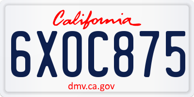 CA license plate 6XOC875