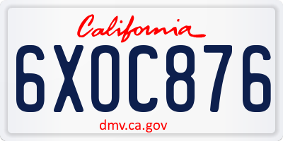CA license plate 6XOC876