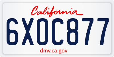 CA license plate 6XOC877