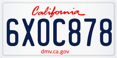 CA license plate 6XOC878