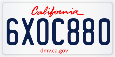 CA license plate 6XOC880