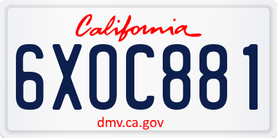 CA license plate 6XOC881