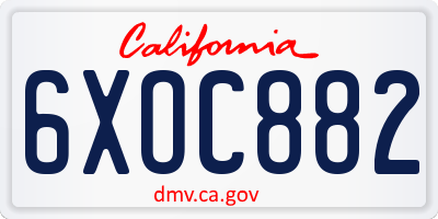 CA license plate 6XOC882