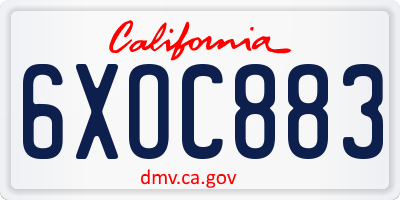CA license plate 6XOC883