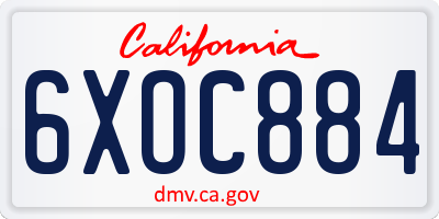 CA license plate 6XOC884