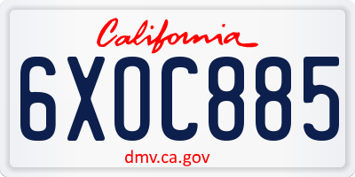 CA license plate 6XOC885