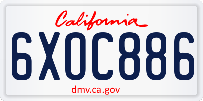 CA license plate 6XOC886