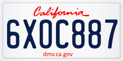 CA license plate 6XOC887