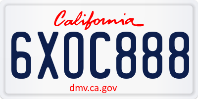 CA license plate 6XOC888