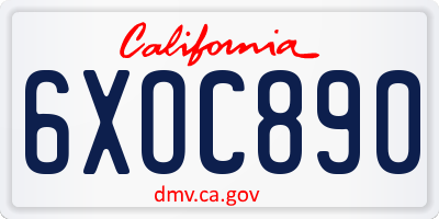 CA license plate 6XOC890
