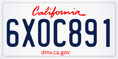 CA license plate 6XOC891