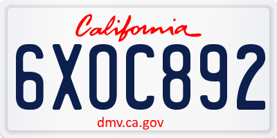 CA license plate 6XOC892
