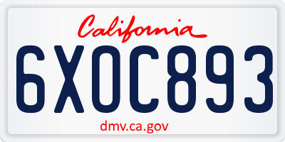 CA license plate 6XOC893