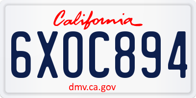 CA license plate 6XOC894