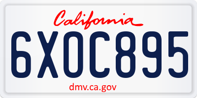 CA license plate 6XOC895