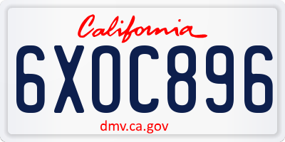 CA license plate 6XOC896