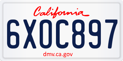 CA license plate 6XOC897