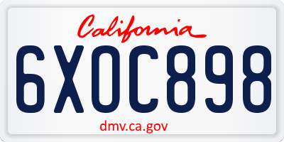 CA license plate 6XOC898
