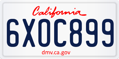 CA license plate 6XOC899