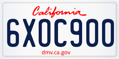 CA license plate 6XOC900