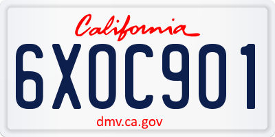 CA license plate 6XOC901