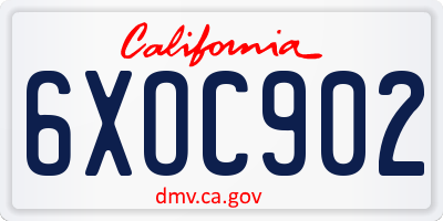 CA license plate 6XOC902