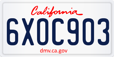 CA license plate 6XOC903