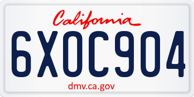 CA license plate 6XOC904