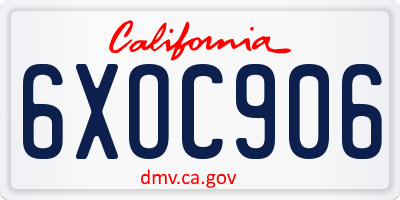 CA license plate 6XOC906