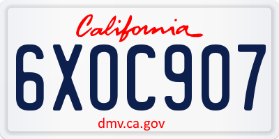CA license plate 6XOC907