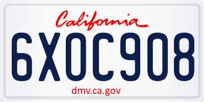 CA license plate 6XOC908