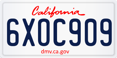 CA license plate 6XOC909