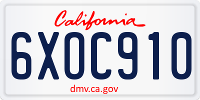 CA license plate 6XOC910