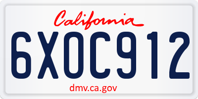 CA license plate 6XOC912
