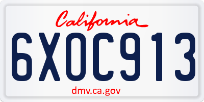 CA license plate 6XOC913
