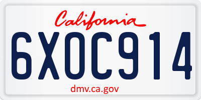 CA license plate 6XOC914