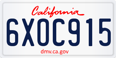 CA license plate 6XOC915