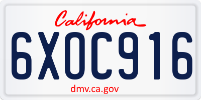 CA license plate 6XOC916