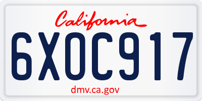CA license plate 6XOC917