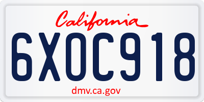 CA license plate 6XOC918