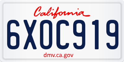 CA license plate 6XOC919