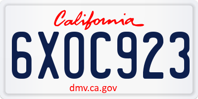 CA license plate 6XOC923