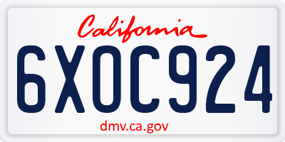 CA license plate 6XOC924