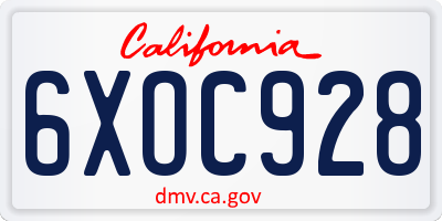 CA license plate 6XOC928