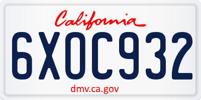 CA license plate 6XOC932