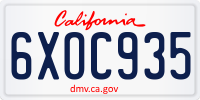 CA license plate 6XOC935