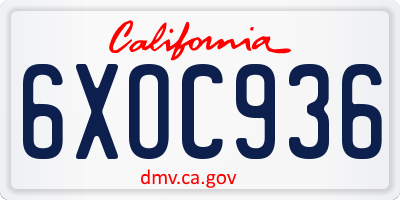CA license plate 6XOC936