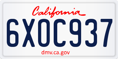 CA license plate 6XOC937
